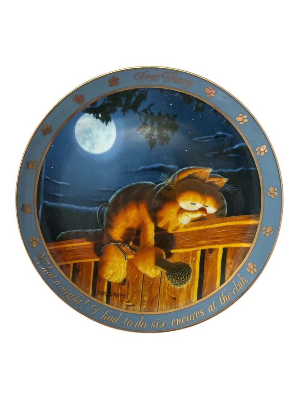 Garfield Dear Diary Series "What a Night" Danbury Mint Collector Plate 8.25" COA